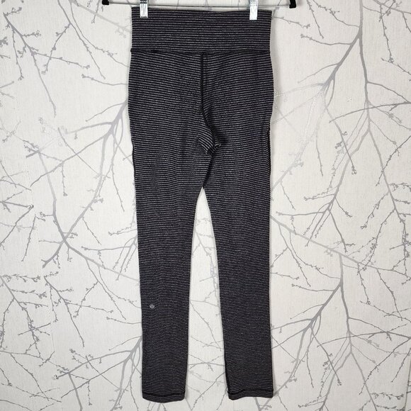 Lululemon Gray Pique Stripe Luon High Rise Skinny Will Pants - Picture 3 of 5